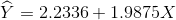 \widehat{Y}=2.2336+1.9875X