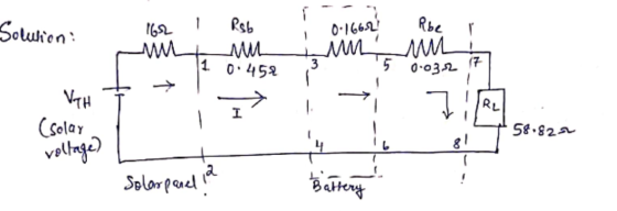 Solution: 1 -- 1 1652 Ren 162 I RS6 0.1666! Rber MtMVMM 0.032 17 VH + + | 0.458,3 I I L T Tiel (solar , 58.82 voltage) Solosp