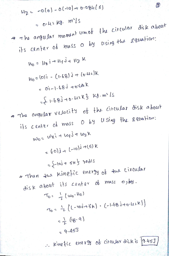 h argmomn umof thi circular dis k about its center o mass o by sn guation; Thi angular v1Joeǐ ty of tht citular disk about it