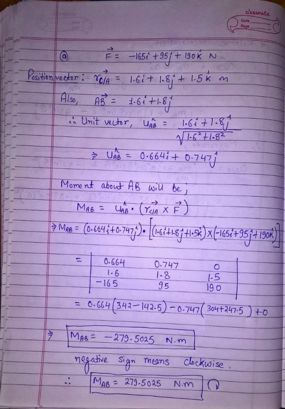 dlassmate Date Dage ul AB -6 11-82 uAAE 0-664/+0-747 = | ー3.664 0.747 I-2 95 -165 0,664| 342-142.5 )-0-747( 3c4+2475 ) +0 = m