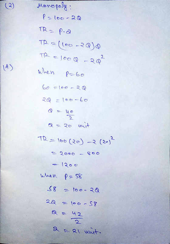 Mono pe A> when 6 o 2 aRo unit When ρ= S8.