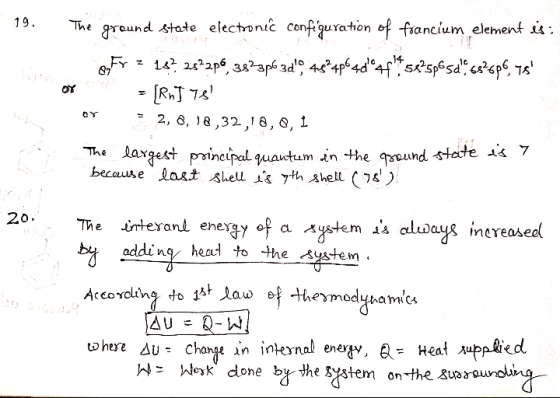 19. Th The ground state electronic configuration of francium element is: OMFY = 18? 25?2p6, 3823p63d, 48°4p64d° 47* 58?sp&