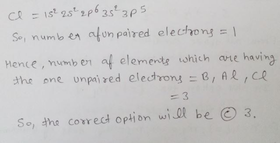Se, numb eun paired eledong the one unpaired elechrong 8, AL, Ce So, tha correct option will be 3 Hence, numb eaf elements to