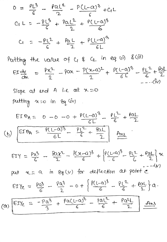 02 PLE Pale P(L-a) 3 6 TCL cila - P(3 + Pal? Pal² + PCL-aja 2 Pale + P(L-a)? 6L -PL2 .PL2 Putting the value of G & C in eq (1