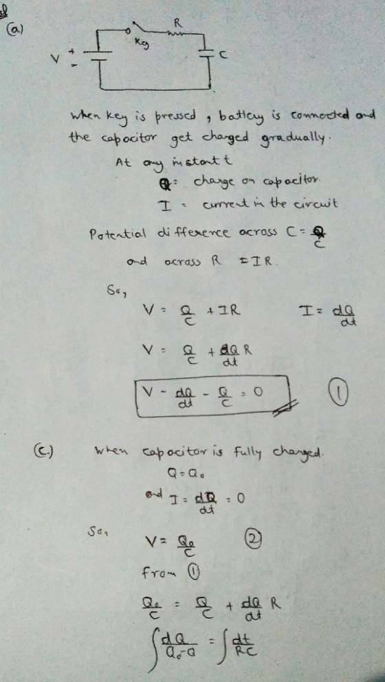 o) the cap ocitor get ehoged gradually Atnstott Patentiol di ffeence ocross C Q det Vaa C) he Cap ocitor is fully char di ec