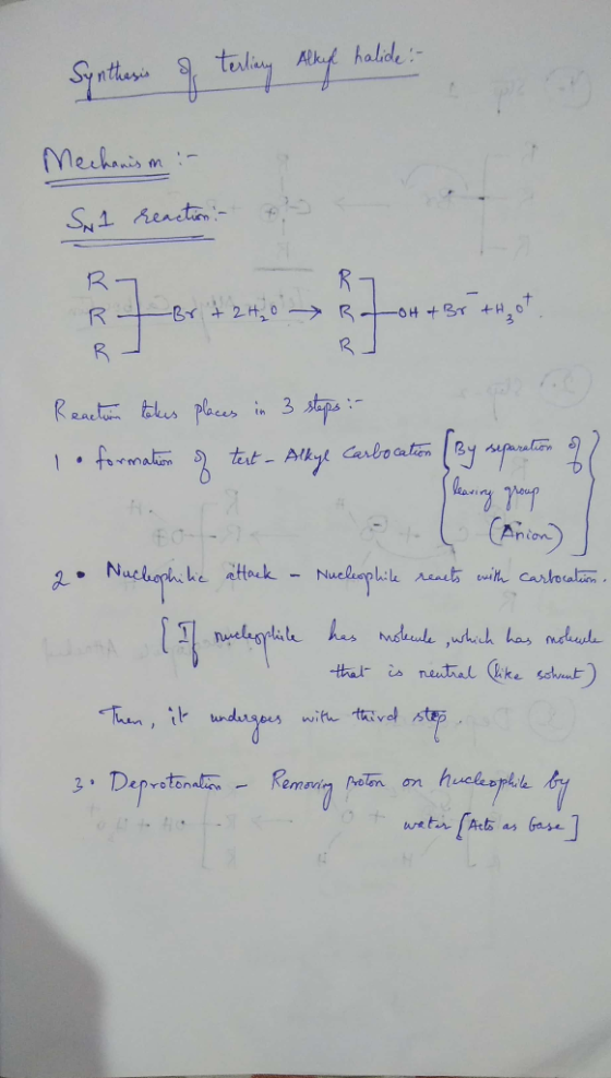 Sintiene toling Al hale Mechoais m SN heaction -Br2H 0 -OH +Br +H0 Reactu tes places in 3 sape tant-Alkyk Carbo ater By upnl