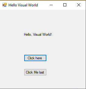 X Hello Visual World Hello, Visual World! Click here Click Me last