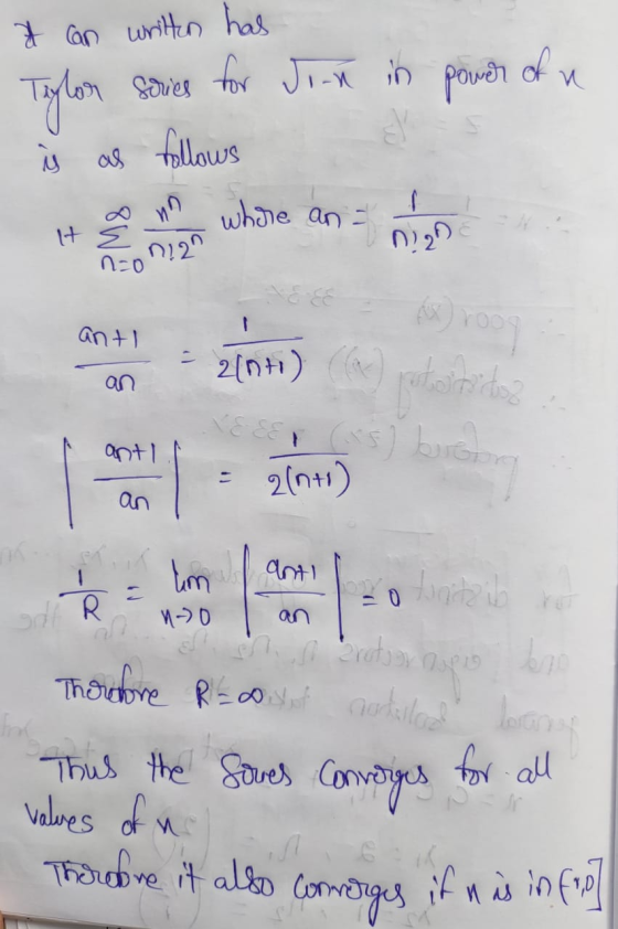 & can written has Taylor sories for Jin in power of n iu as follows بے nn where an ng H n12 ng no anti foro 2[n+i) rakom an a