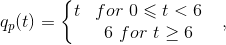 q_p(t)= \left\{\begin{matrix} t &for~ 0 \leqslant t < 6 \\& 6 ~for~ t \geq 6 & \end{matrix}\right, \\