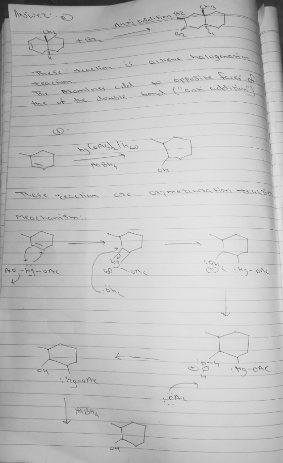 Answerin Anri addition B² is alkene halogenania These reaction opposite face s (ant additionlll The the to bond Bromines celd
