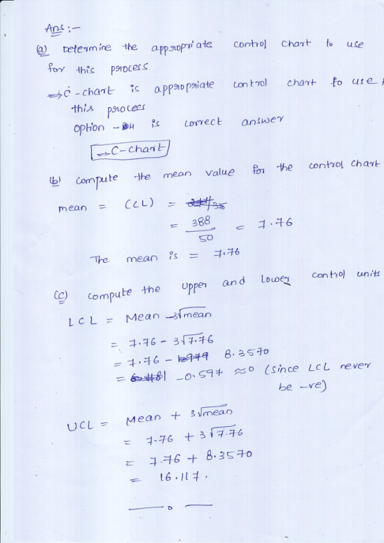Ans Q), etern ine the ate conto Chant to use to this pDcerS answer Compute the men value the control chat mean = CCL) So comp