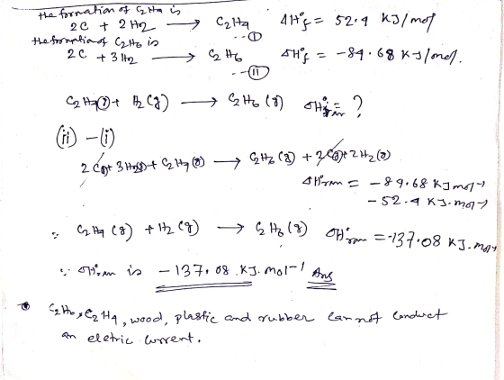 2c +3 12 G HO (8) -137. 08.kJ. mol Ang the formation of G He is 2c + 2 H2 - Calta 41tg = 52.9 kg/mol the formation of Ca Ho i