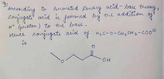 acid Aase thuoy ronng Ac to Paienstid ousiry onjugat acid is foumed y the addition H (peston) to thi base LOnjugate aridl $H3