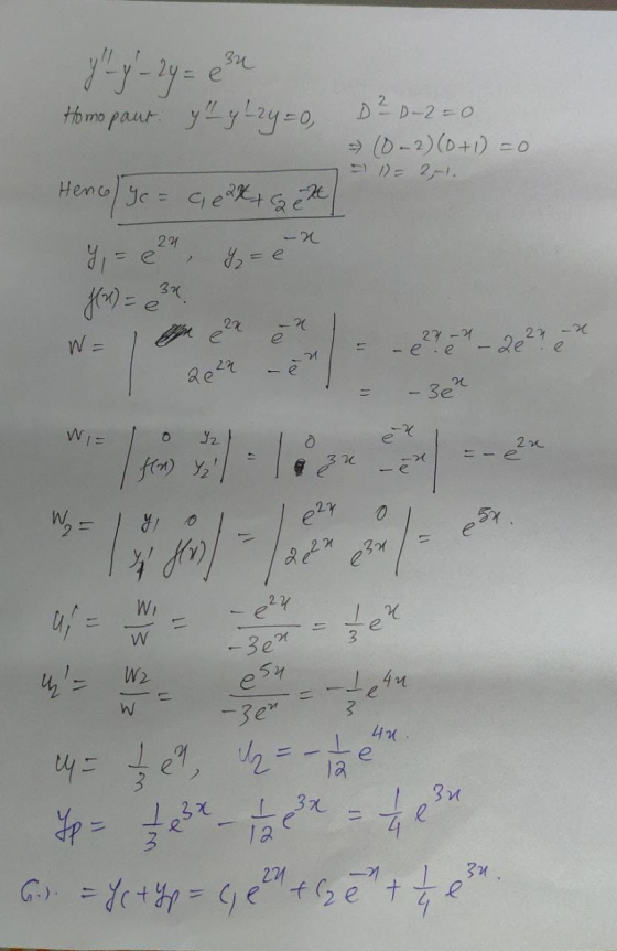 30 Homo paut. yly 2y=0, D²0-2=0 (0-2) (0+1)=0 211) = 2,-1. Hence/ ye = ce + Get 24 y, se 2 dre 37 f(x) = 22 -2 24 - W= 27 -2