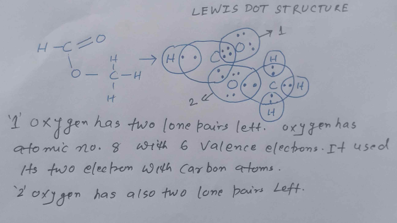 LEWIS DOT STRUCTURE H-Cro o - C-H t-J ) COOL 20 너 1 oxygen has two lone pours lett. oxygen has atomic no. 8 with 6 valence