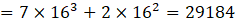 = 7 x 163 + 2 x 162 = 29184