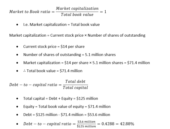 Market capitalization Market to Book ratio =- Total book value • I.e. Market capitalization = Total book value Market capital