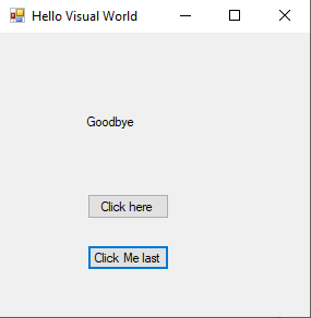 X Hello Visual World Goodbye Click here Click Me last