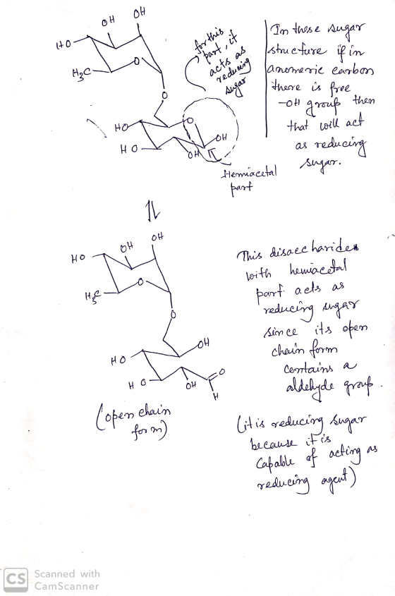 OH OH In these sugar HO for this structure if in part, it H₂C- acts as Janomeric carbon reducing sugar there is free -OH gro