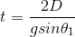 t=\frac{2D}{gsin\theta_1}