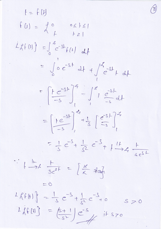 3 t=fly fa) - to offel 12 Le L L f (x)} sh el f(t) det joest att re t del -sh -sk dt -S s -st astZ te -s = + es + 1 / 2 est l