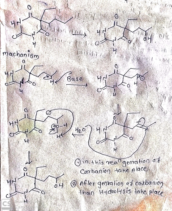 1.1 a Marina H machanism Base BASE ki Ho 0 SA O in this reallqentation of it Carbanion teike place @ Afler genration of carba