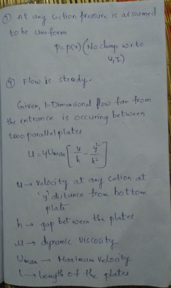 & At any Section pressure is assumed to be uniform P= P(x) (No change wor.to ① flow is steady. Giver 1-Dimensional flow far f