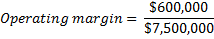 $600,000 Operating margin $7,500,000
