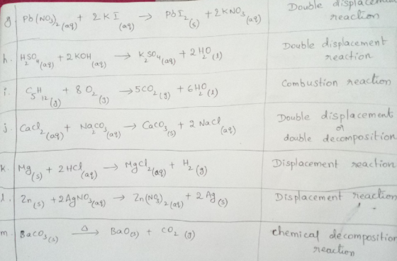 Double displ 1eaclion +2 KNOS a) + 2KI (a9) Pb (NO) (a9) Double displacement neaction +2 ) K SO, hHSO +2 KOH (a9) (a9) 2 (a9)