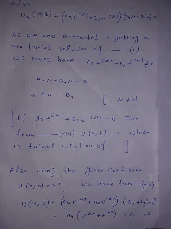 also Un (ort) = (Azeem Abré e-ent) (A, M-Bu )- AS We are in interested getting a non trivial solution of ☺ we must have Az ee