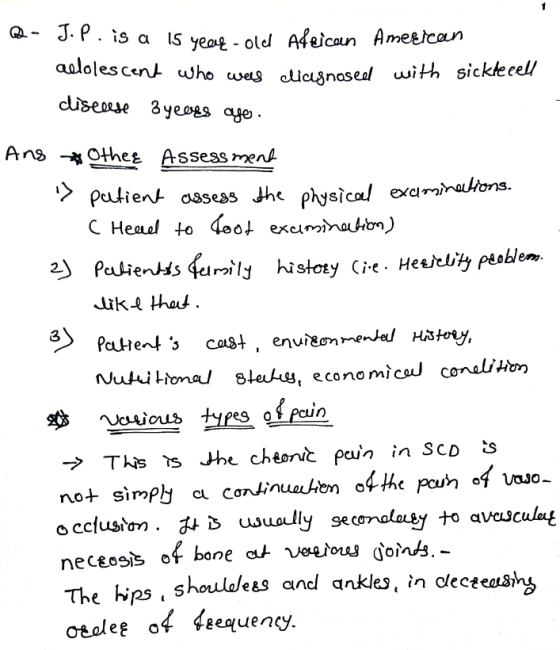 aololes cer^ who wes cicugnoseal with sicklecel/ Ans -»Othee Assess men pelienk osseas Jhe physical erar^)nalhons exdT) t eco