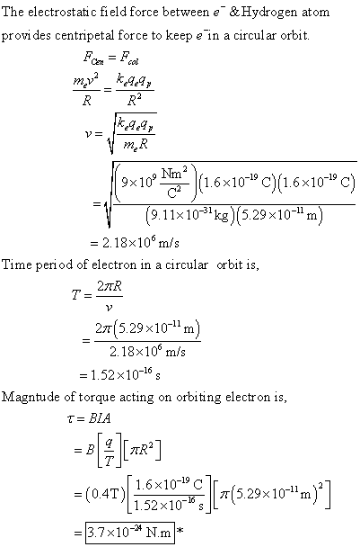 The electrostatic field force between e & Hydrogen atom provides centripetal force to keep e in a circular orbit. mika_6.99 R