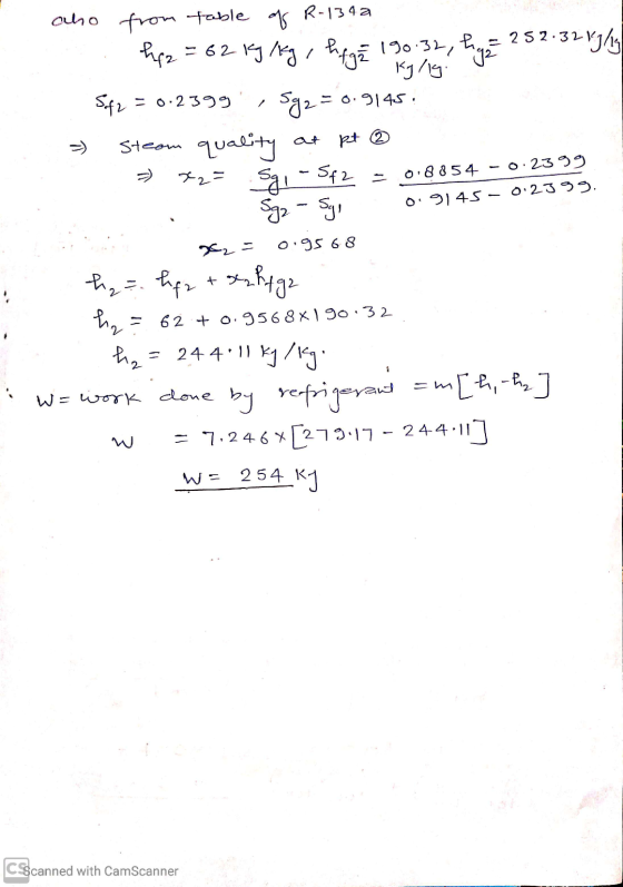 -0.9145: aho from table of R-1342 = 252.3213/13 hp2 = 62 kg/kg , hfgă 190.32, hy kg/lg. Sf2 = 0.2399 Sg2 = Steam quality *2=