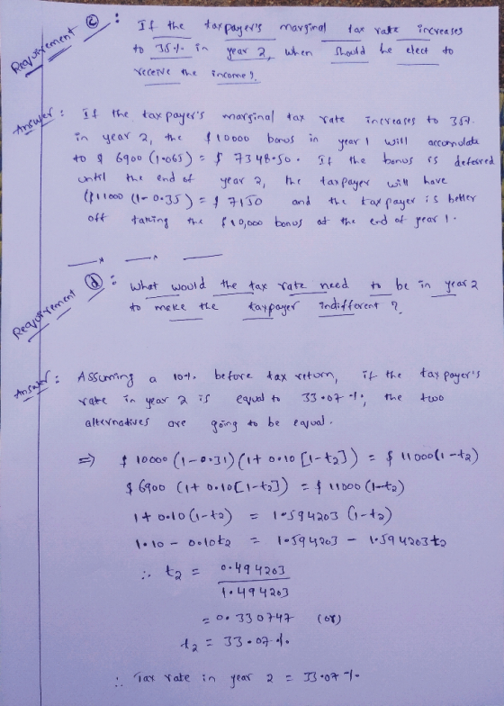 @ . If the toxpayers marginal to 35 t. in year 2, when receive the income? tox rate should be increases elect to .. 31 Reapi