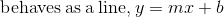 \mathrm{\:behaves\:as\:a\:line,\:}y=mx+b