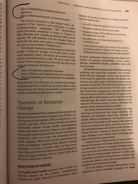 CHAPTER 14 DESICNING AND IMPLEMENTING HEALTH CAM Step 3: Establishing campaign goals and objesti selecting channels of commun