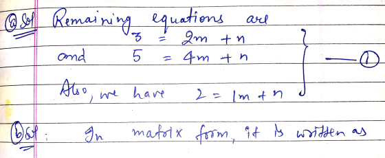 aining equations are - am tn = 4m tn and S 5 Floo, we have 2=lmand In mafix from it is written as
