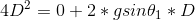 4D^2=0+2*gsin\theta_1*D