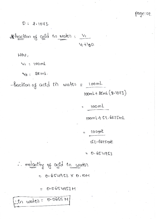 page:02 D:2.1073. *fraction of acid in water : V vtvgo. Here, Vi loomd va: 25 ml fraction of acid ñ water loomL Toombt armh (
