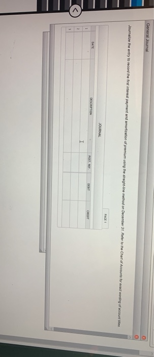 method on December 31. Refer to the Chart of Accounts for exact wording of account stes PAGE