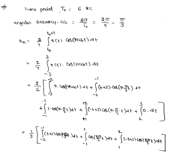 Time period To = 6 sec angulas frecuency, W. ; 21 - art. 5 S totT ans = 2 acu Coscocostat oft sema offt (x4). Cosenwot) .dt o