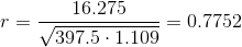 r = 16.275 ==0.7752 397.5. 1.109