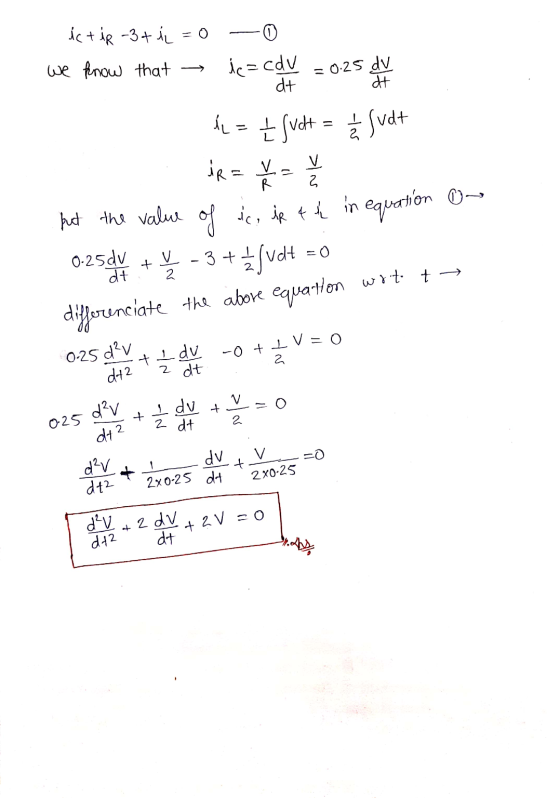4 + R -3+ 5 = O =0 we Anow that – det cay = 025 = +fudt = 1 h Sudt iR = K = K but the value of ic ip the in equation on 0.25d