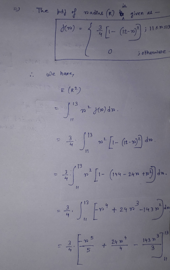 = The bold of madrus (R) a given as den) [(1-3); s otherwise. n we have E (R) - 1 r Jea) din - - [i-1-99 s. *** [-(--> 3). *E