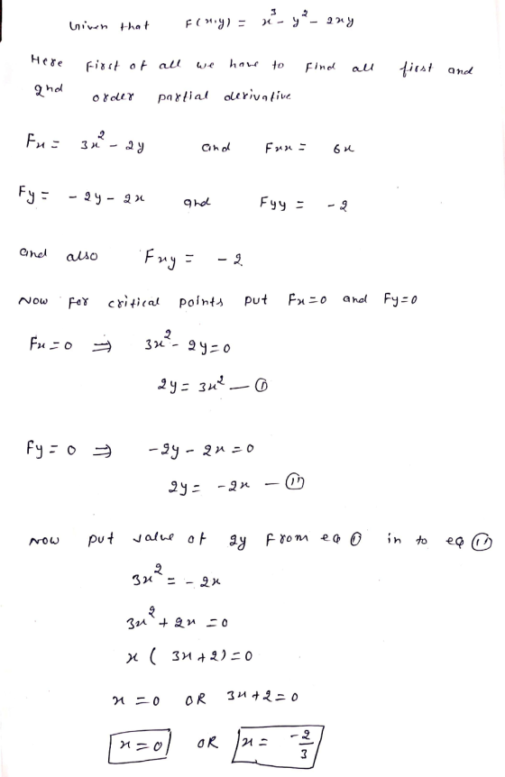 . Given that flny) = y ² any Here First of all we have to find all first and and order partial derivative Fu= 3 ay B and fun