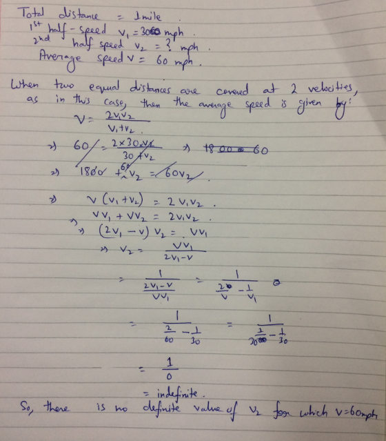 S+ 2nd half speed v2 -- speed v = 60 when two equwd stances are ce ad at 2 veloghes as-in tvs . Case, then-the awye speed 2Vi