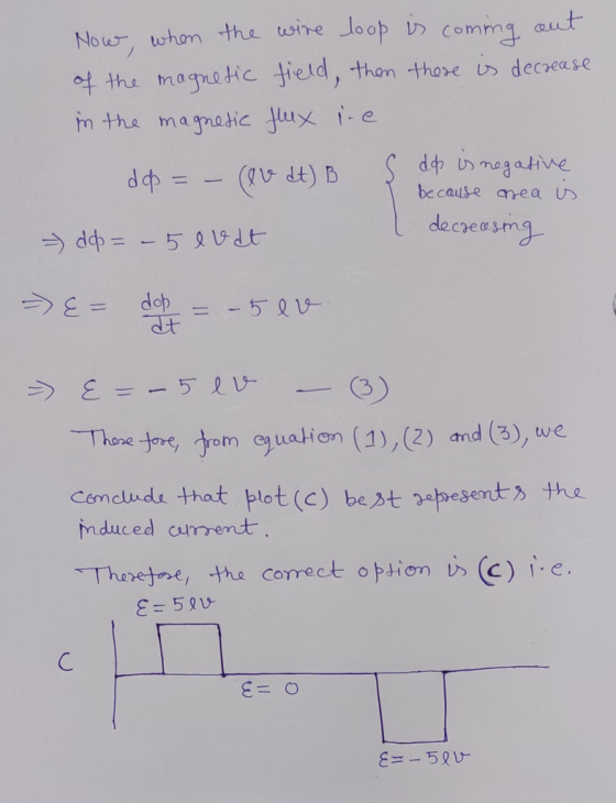 Now, whon the wire loop 4 the magnetic tield, then these is decrease m the magnetic flux i-e commg aut S dp is mogative dp =