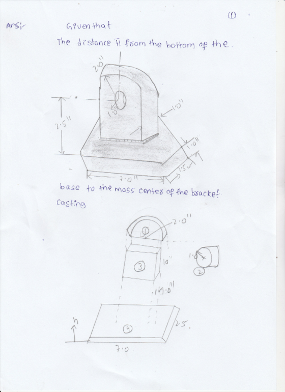 Ansi ven that The irstante som the botom op the 1 base to the mass centez of the bsackef Casting 2,0