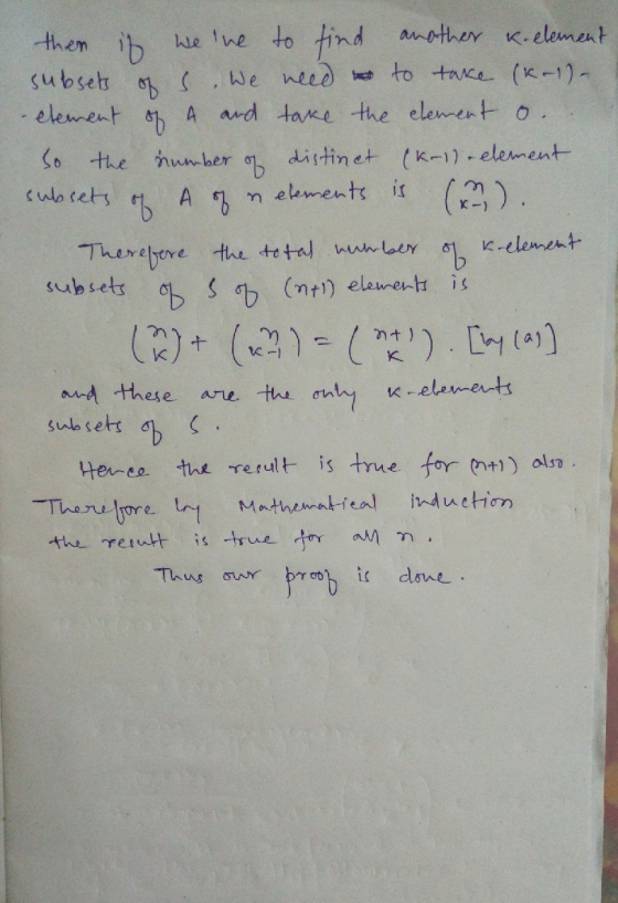 then if weve to find another k.element subsets of s . We need to take (kai) element of A and take the element o.. So the num