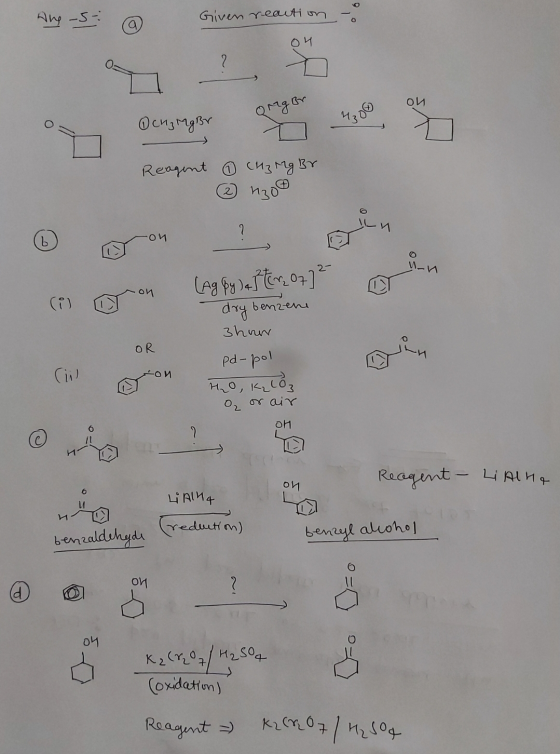 Aby -s- Given reaction ОИ 7 ой orgar фсизга Reagent о си на Вт 140 И L О И un (Aa ).ft.on) ой (?) dry benzen 3hun pd-pol OR C